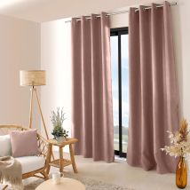 Rideau occultant uni et fileté - Vieux rose - Polyester/Occultant - Home Maison