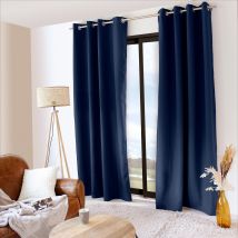 Rideau uni isolant et thermique - Bleu Marine - Polyester - Home Maison