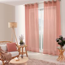Voilage uni ajouré à œillets - Rose Clair - 140x240 cm - Polyester - Home Maison