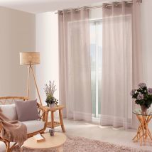 Voilage uni ajouré à œillets - Marron glacé - Polyester - Home Maison