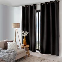 Rideau thermique doublé - Noir - Polyester - Home Maison