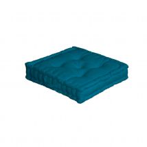 Coussin de sol uni en pur coton - Bleu - Coton - Home Maison