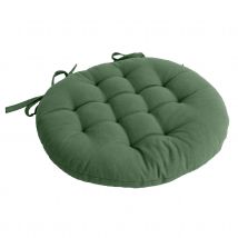 Galette de chaise piquée et ronde - Vert - Coton - Home Maison