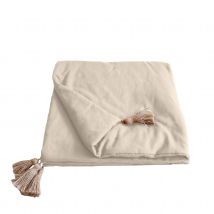 Edredon Panama avec pompons en jute - Ecru - Coton - Home Maison