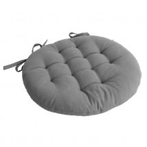 Galette de chaise piquée et ronde - Gris - Coton - Home Maison