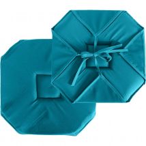 Galette de chaise à rabats et nouettes - Bleu - Polyester - Home Maison