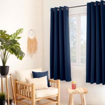 Rideau uni isolant et thermique - Bleu Marine - Polyester - Home Maison