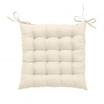Galette de chaise unie et piquée - Ecru - Polyester - Home Maison