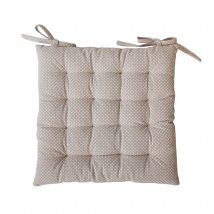 Galette de chaise piquée et imprimée de petites croix - Naturel - Design/Coton - Home Maison