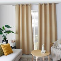 Rideau occultant - - Effet tissé - Jaune Ocre - Polyester/Occultant - Home Maison
