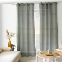 Voilage bohème à bandes ajourées - Sauge - Polyester - Home Maison