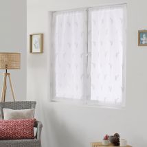Paire de vitrages aux broderies bicolores - Blanc - Polyester - Home Maison