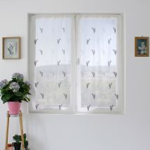 Paire de vitrages aux broderies bicolores - Blanc - Polyester - Home Maison