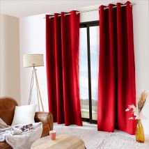 Rideau uni isolant et thermique - Rouge - Polyester - Home Maison