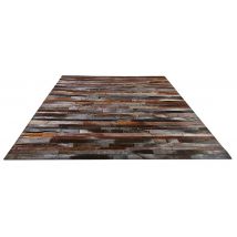Tapis Patchwork en Cuir Véritable - Marron chocolat - 170x230 cm - Cuir - Home Maison