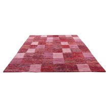 Tapis avec - Effet Patchwork de Matières - Fuchsia - 200x300 cm - Jute - Home Maison