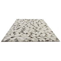 Tapis Patchwork à Motifs Triangulaires - Gris clair - Cuir - Home Maison