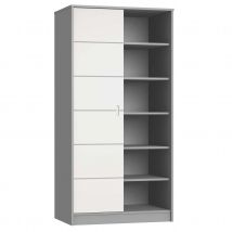 Armoire à porte coulissante et rayonnages java - Gris clair - 91x57x182 - Bois - Home Maison