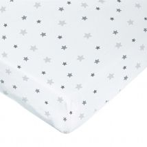 Drap housse imprimé étoiles multicolores - Blanc - 70x140 cm - Coton - Home Maison