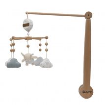 Mobile musical esprit nature - Blanc - 40 cm - Polyester/Bois - Home Maison