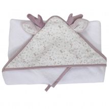 Set de sortie de bain et gant enchanté - Lilas - 75x75 cm - Coton - Home Maison