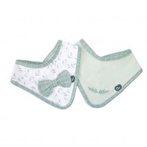Lot de 2 bavoirs bandana esprit nature - Vert - Polyester/Coton - Home Maison