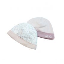 Lot de 2 bonnets fleuris - Rose - Coton - Home Maison
