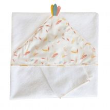 Coffret sortie de bain brodée perroquet - Multicolore - 75x75 cm - Coton - Home Maison