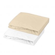 Lot de 2 draps housse en jersey - Beige - Coton - Home Maison