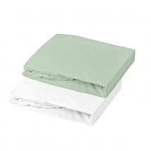 Lot de 2 draps housse en jersey - Vert - Coton - Home Maison