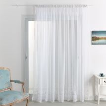 Voilage en voile avec base brodée - Blanc - Polyester - Home Maison