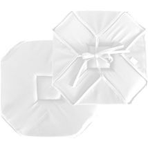 Galette de chaise à rabats et nouettes - Blanc - Polyester - Home Maison