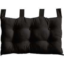 Coussin tête de lit en coton et pattes boutonnées - Noir - Coton - Home Maison