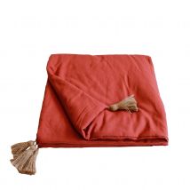Edredon Panama avec pompons en jute - Orange - Coton - Home Maison