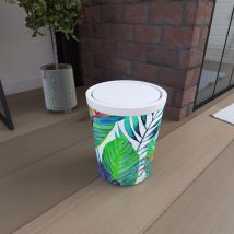 Poubelle jungle avec couvercle pivotant - Blanc - Métal - Home Maison