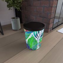 Poubelle jungle avec couvercle pivotant - Noir - Ø20 cmx(h) 24 cm - Métal - Home Maison