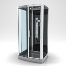 Cabine de douche à multi jets - Gris clair - Aluminium/Verre/Bois - Home Maison