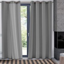 Rideau thermique doublé en flanelle - Argent - Polyester - Home Maison