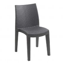 Lot de 4 fauteuils extérieurs Lady - Effet rotin - Gris anthracite - 55x48x86 cm - Polypropylène - Home Maison