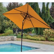 Parasol Centré et Inclinable 2 x 3 m - Jaune - Aluminium/Polyester - Home Maison