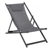 Ensemble de 2 chiliennes ATHOS - Gris anthracite - Aluminium/Polyester - Home Maison
