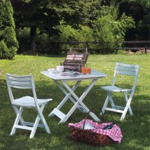 Ensemble table et chaises pliantes - Blanc - Polypropylène - Home Maison