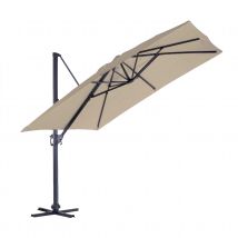 Parasol en Aluminium à Pied Déporté de 3 x 3 m - Beige - Aluminium/Polyester - Home Maison