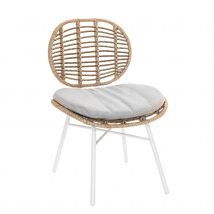 Duo de chaises en résine tressée - Blanc - Métal/Résine/Bois - Home Maison