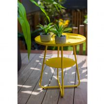 Table basse ronde - Effet indus - Jaune - Aluminium - Home Maison