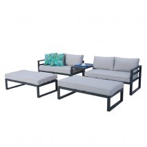 Salon détente modulable pour 8 personnes - Gris - Aluminium - Home Maison