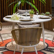Table ronde en aluminium - Blanc - Aluminium - Home Maison