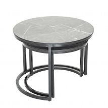 Tables basses rondes gigognes - Noir - Ø 60x45 cm et 50x38 cm - Métal/Verre - Home Maison