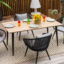 Table de jardin esprit indus - Noir - Bois - Home Maison