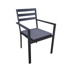 Fauteuil en aluminium et empilable - Gris anthracite - 55x58x85 cm - Aluminium - Home Maison
